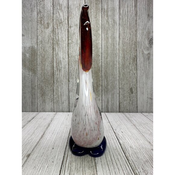 Vtg Hand Blown Art Glass Pelican Bird with Fish Figurine Paper Weight 7" Tall - Picture 3 of 10
